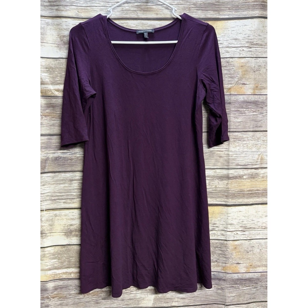 Eileen Fisher Women's XS Slinky Long Sleeve Shirt Dress Minimalist Modest
